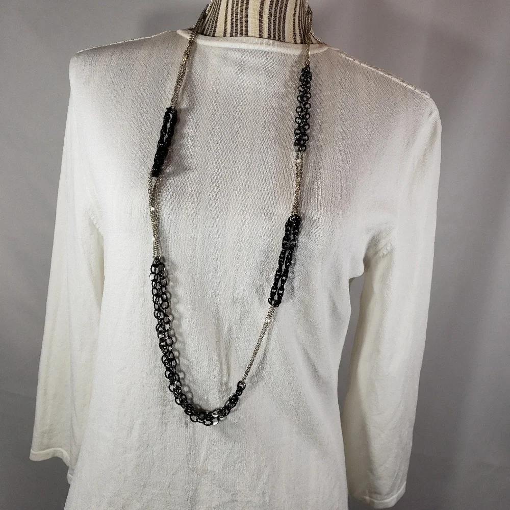 Silvertone & Black Multi Chain Necklace